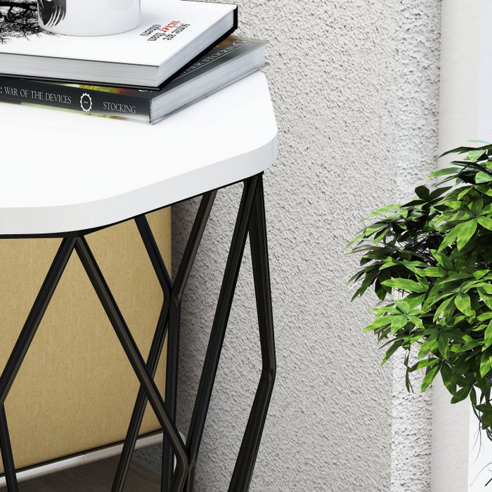 Hanah Home Sofya Mesa Auxiliar Blanco y Negro